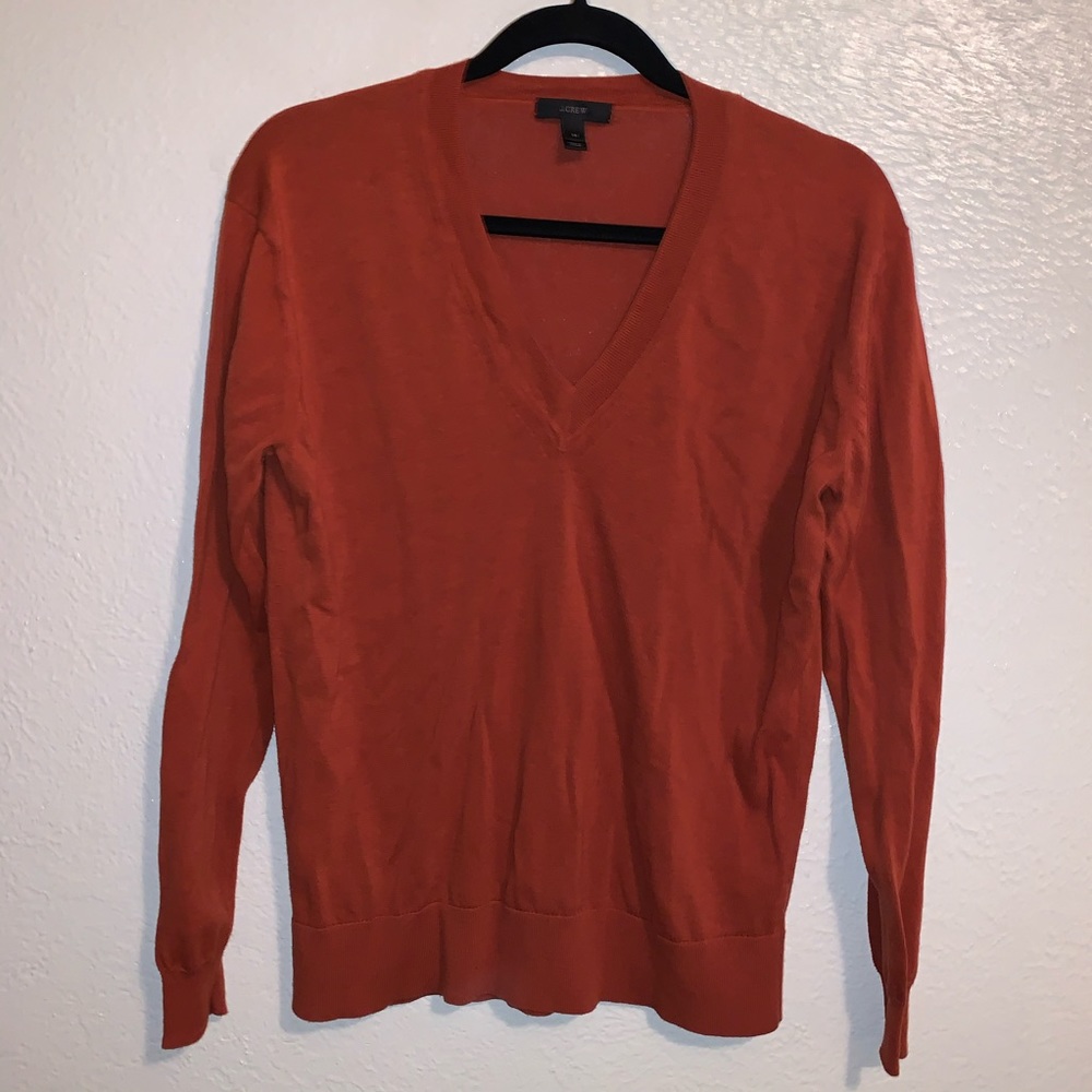 Burnt Orange J.Crew Long Sleeve V Neck Sweater